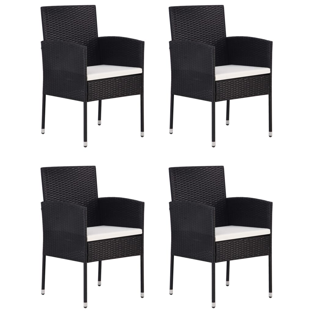 5-Tlg. Garten-Essgruppe Poly Rattan Schwarz