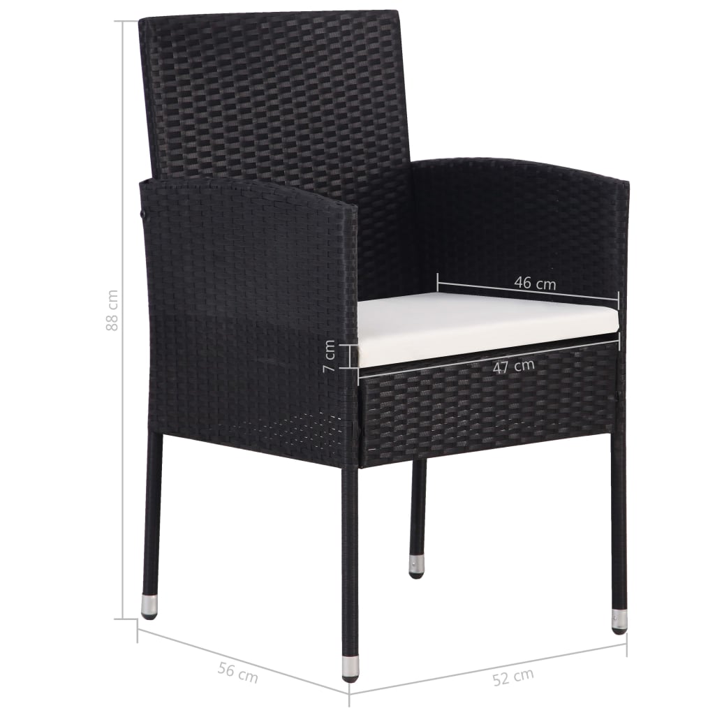 5-Tlg. Garten-Essgruppe Poly Rattan Schwarz