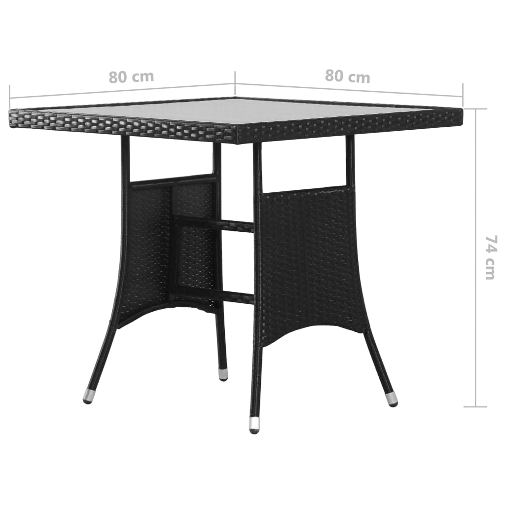 5-Tlg. Garten-Essgruppe Poly Rattan Schwarz