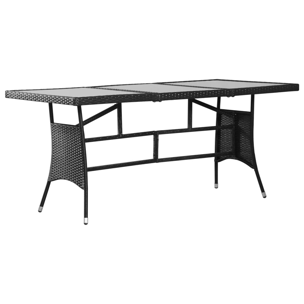 9-Tlg. Garten-Essgruppe Poly Rattan Schwarz