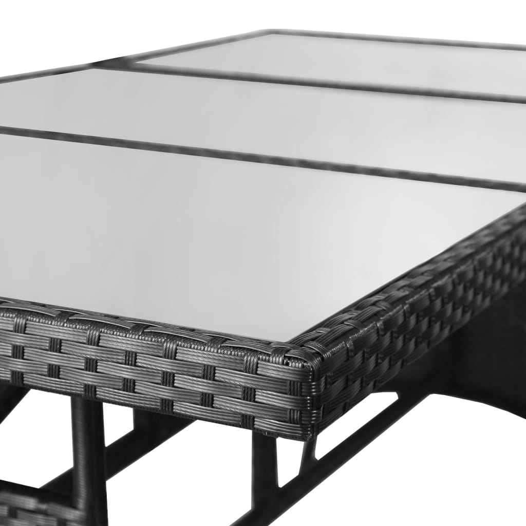 9-Tlg. Garten-Essgruppe Poly Rattan Schwarz