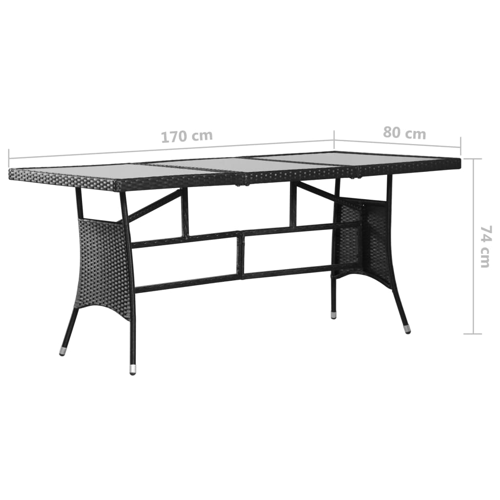 9-Tlg. Garten-Essgruppe Poly Rattan Schwarz