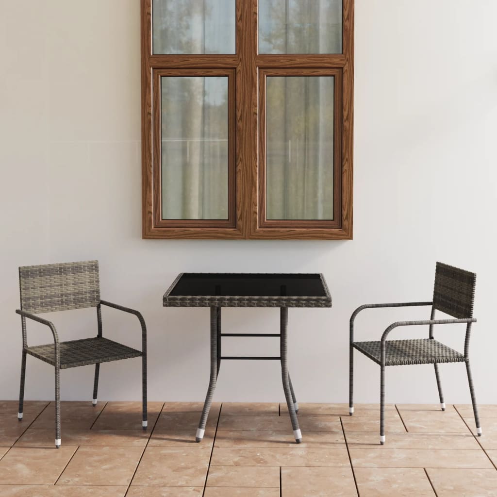 3-Tlg. Garten-Essgruppe Poly Rattan