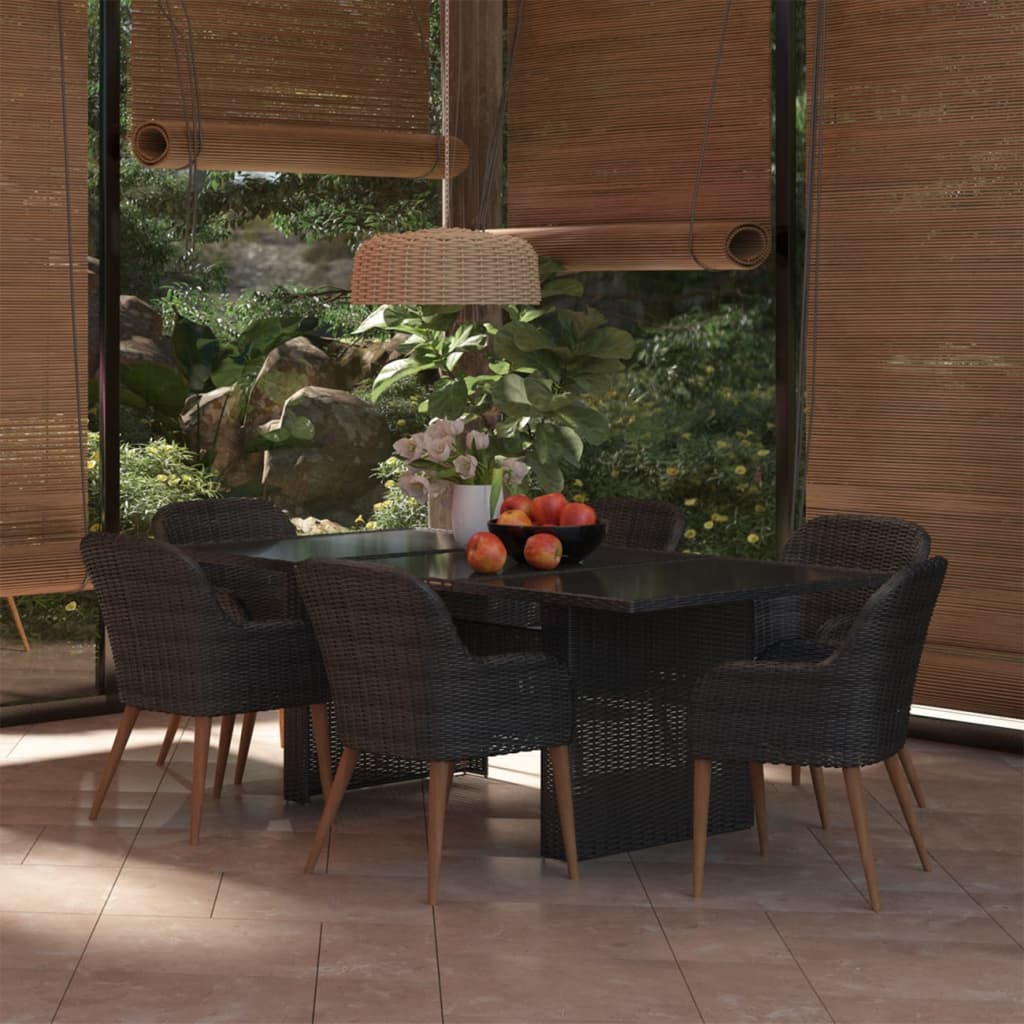 7-Tlg. Garten-Essgruppe Poly Rattan