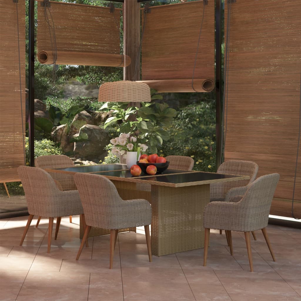 7-Tlg. Garten-Essgruppe Poly Rattan