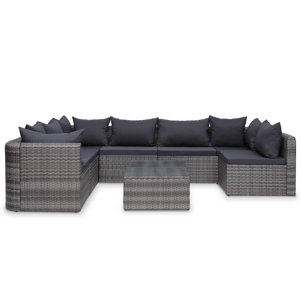 9-Tlg. Garten-Lounge-Set Mit Kissen Poly Rattan