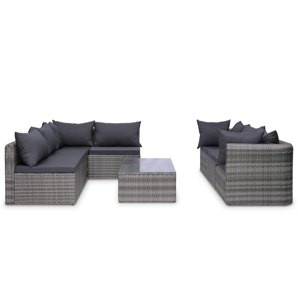 9-Tlg. Garten-Lounge-Set Mit Kissen Poly Rattan