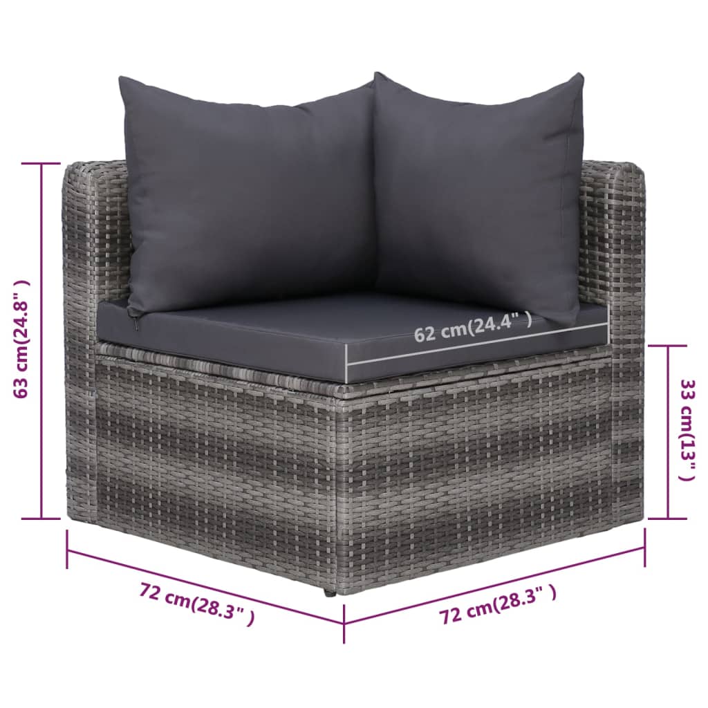 9-Tlg. Garten-Lounge-Set Mit Kissen Poly Rattan