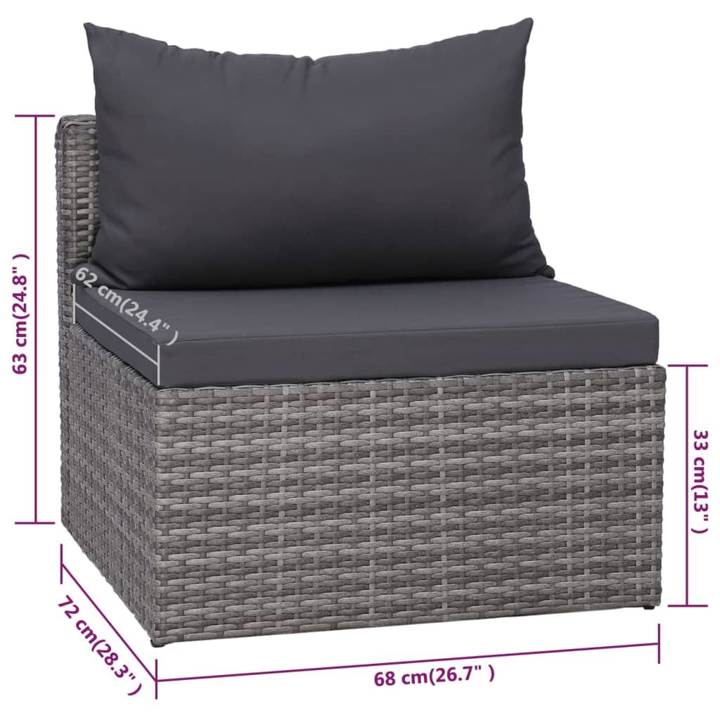9-Tlg. Garten-Lounge-Set Mit Kissen Poly Rattan