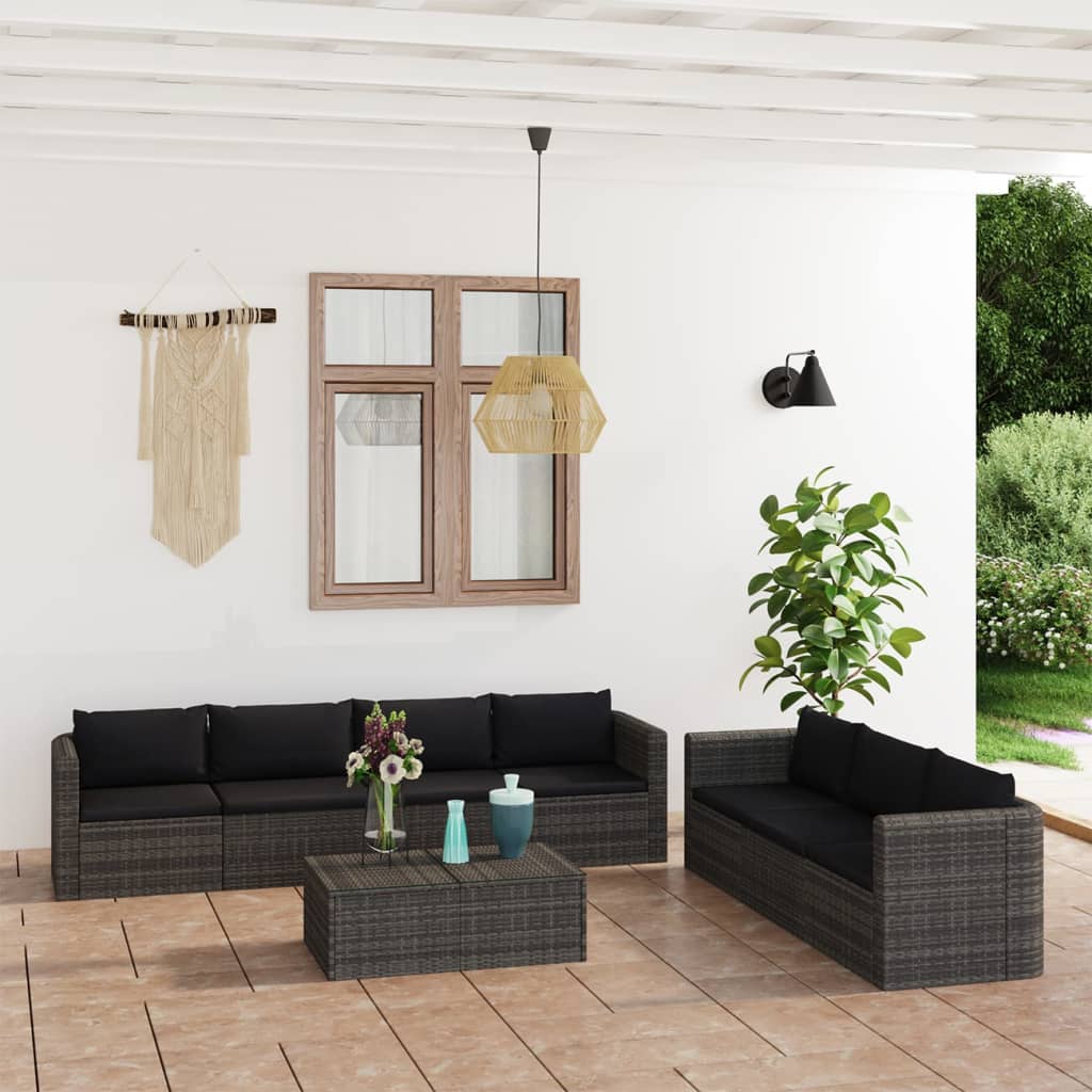 9-Tlg. Garten-Lounge-Set Mit Kissen Poly Rattan