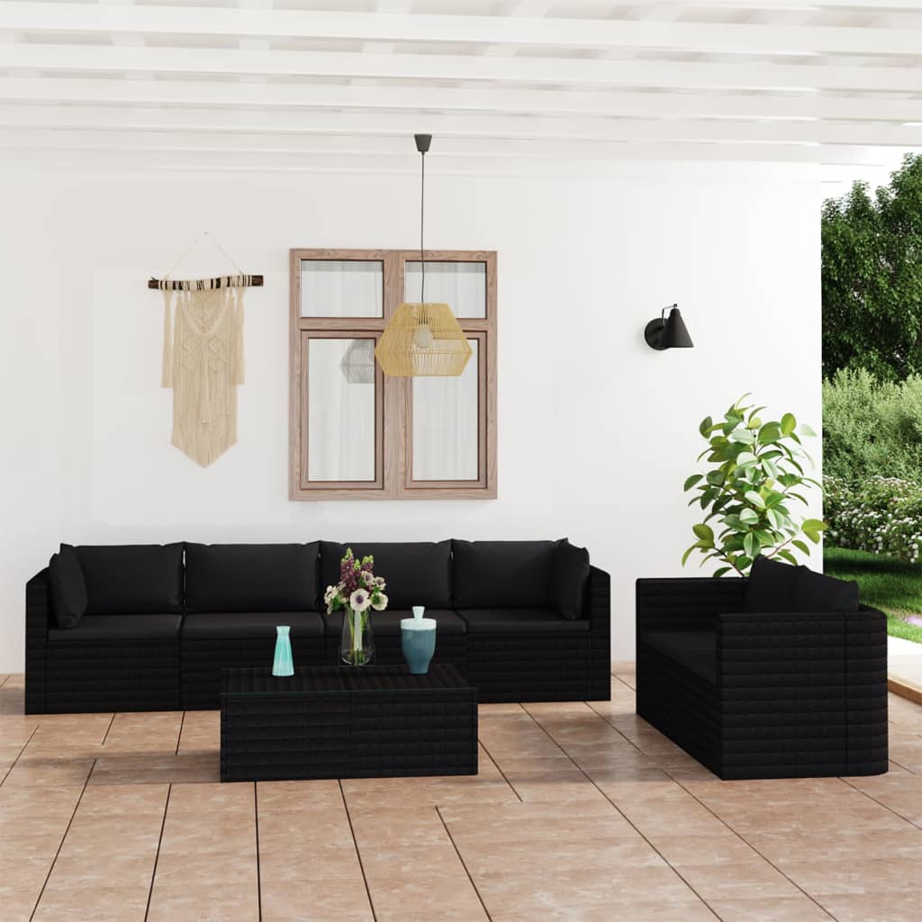 9-Tlg. Garten-Lounge-Set Mit Kissen Poly Rattan