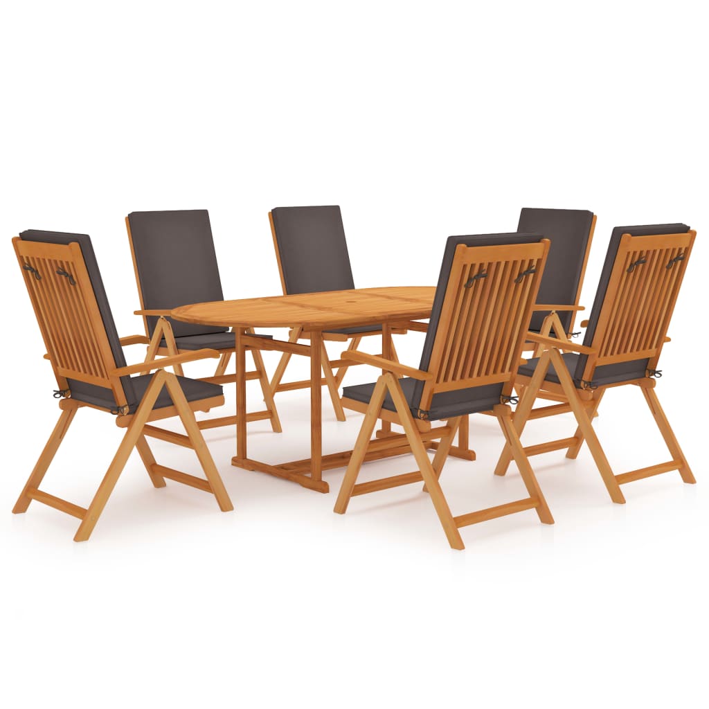 7-Tlg. Garten-Essgruppe Mit Kissen Massivholz Teak
