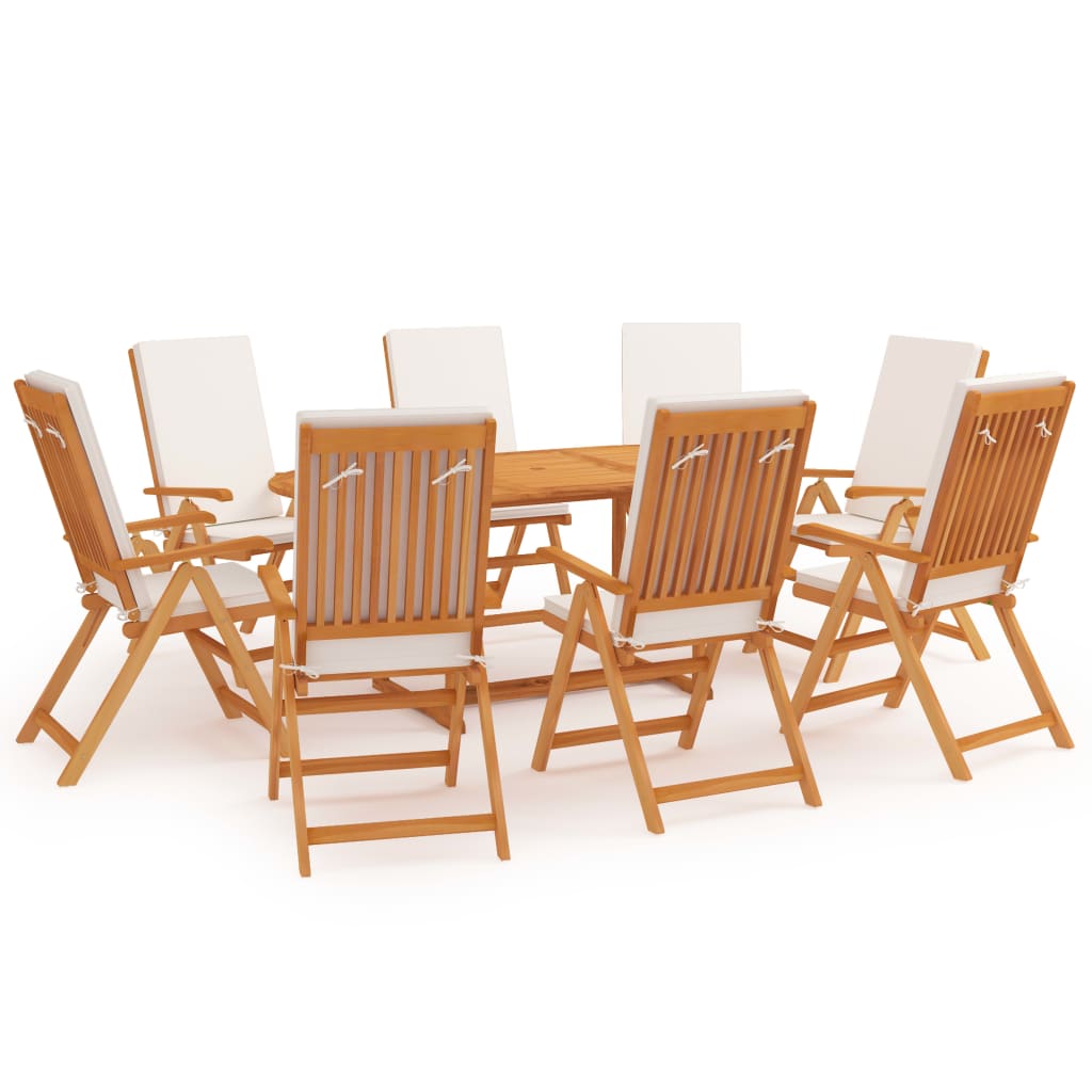 7-Tlg. Garten-Essgruppe Mit Kissen Massivholz Teak