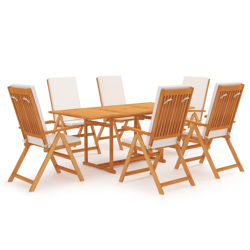7-Tlg. Garten-Essgruppe Mit Kissen Massivholz Teak