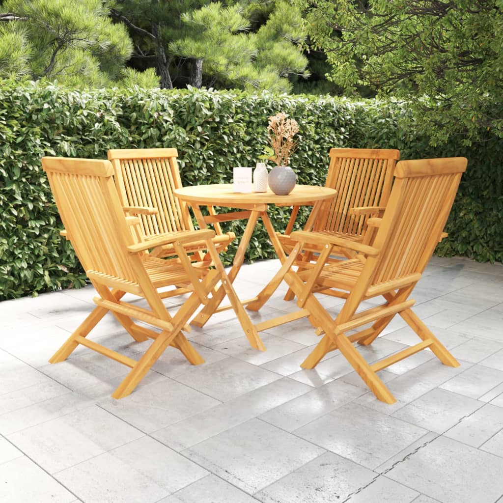 5-Tlg. Garten-Essgruppe Massivholz Teak