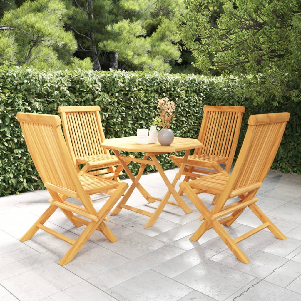 5-Tlg. Garten-Essgruppe Massivholz Teak