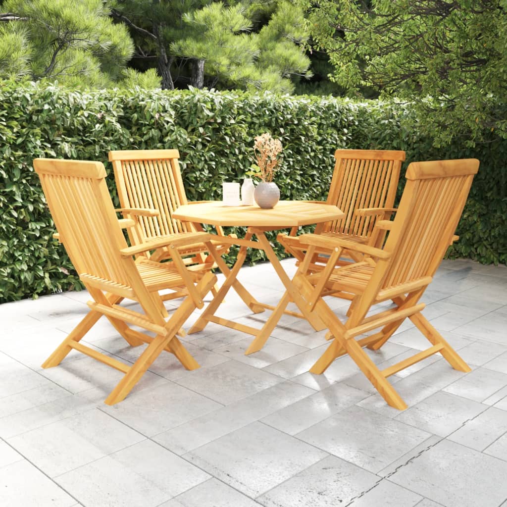 5-Tlg. Garten-Essgruppe Massivholz Teak