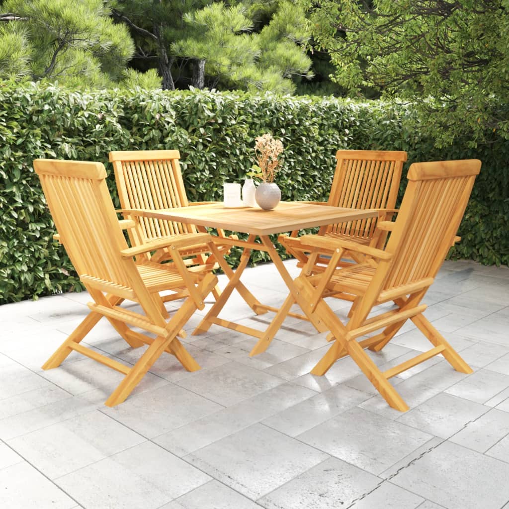 5-Tlg. Garten-Essgruppe Massivholz Teak
