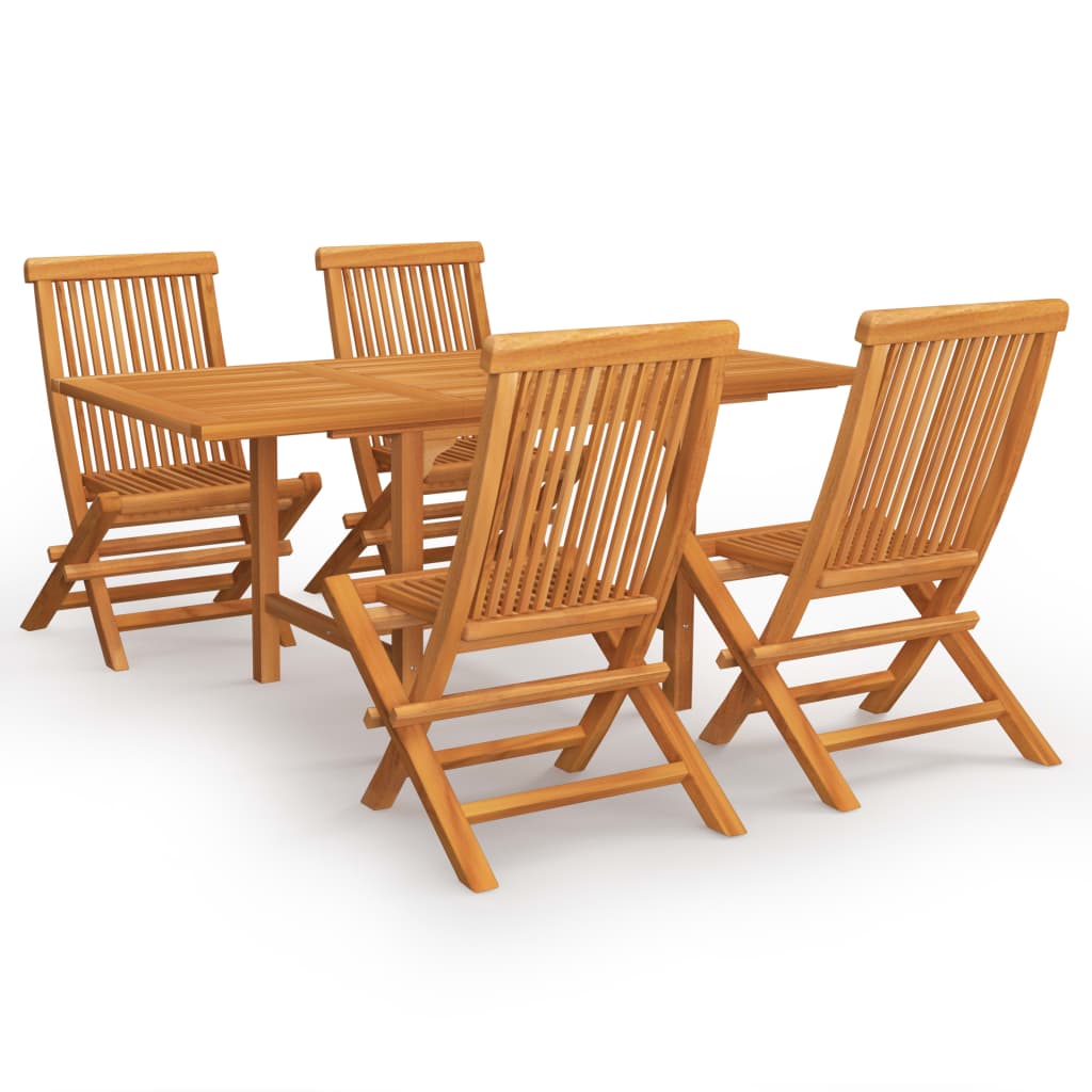 5-Tlg. Garten-Essgruppe Massivholz Teak