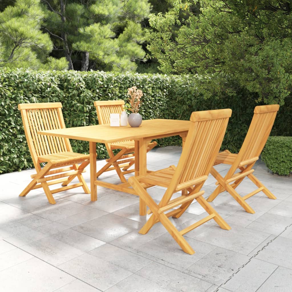 5-Tlg. Garten-Essgruppe Massivholz Teak