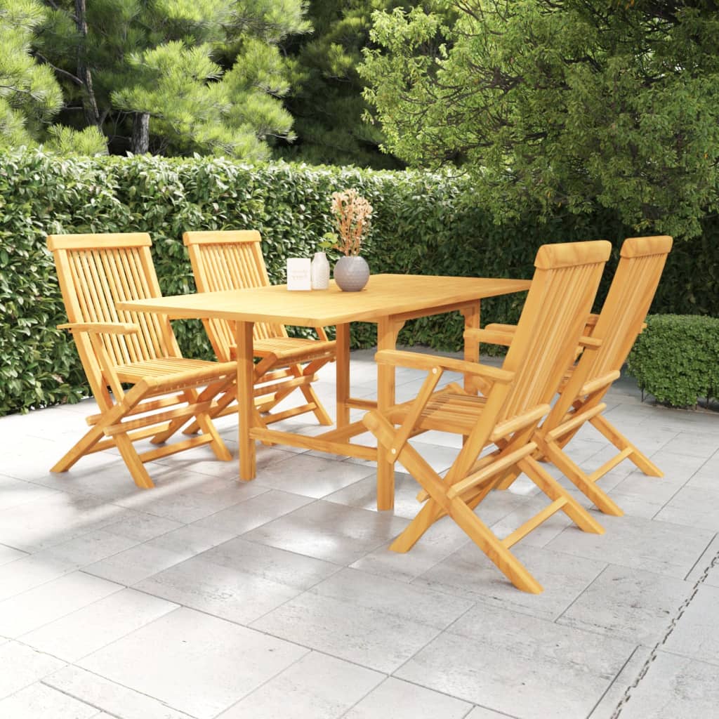 5-Tlg. Garten-Essgruppe Massivholz Teak