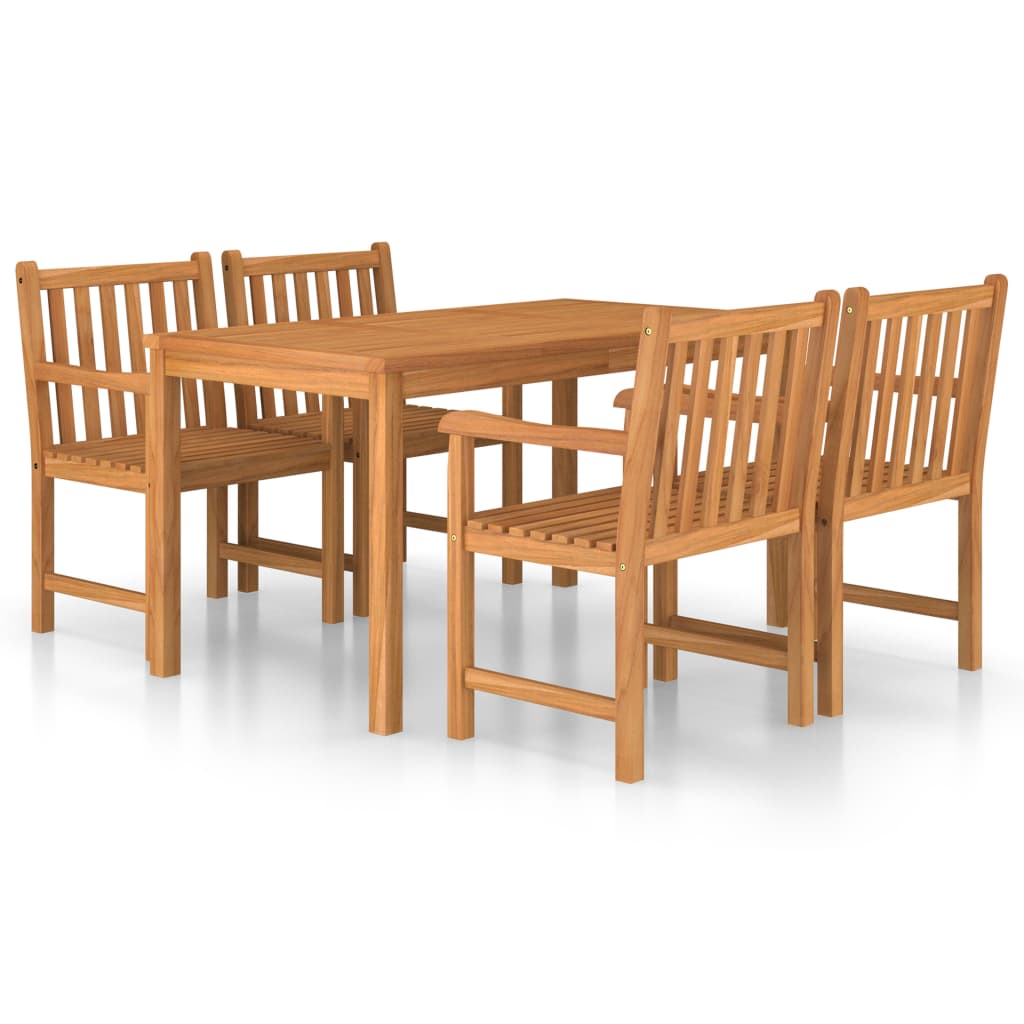 5-Teiliges Garten-Ess-Set 140 X 80 Cm Massivholz Teak