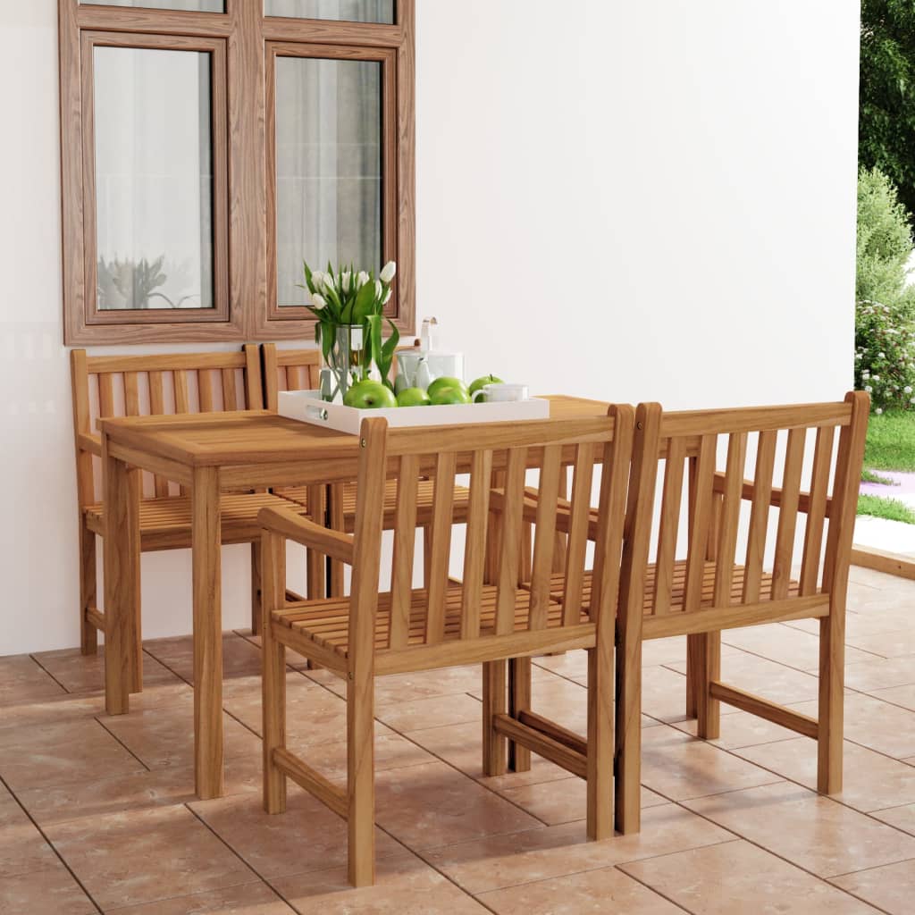 5-Teiliges Garten-Ess-Set 140 X 80 Cm Massivholz Teak