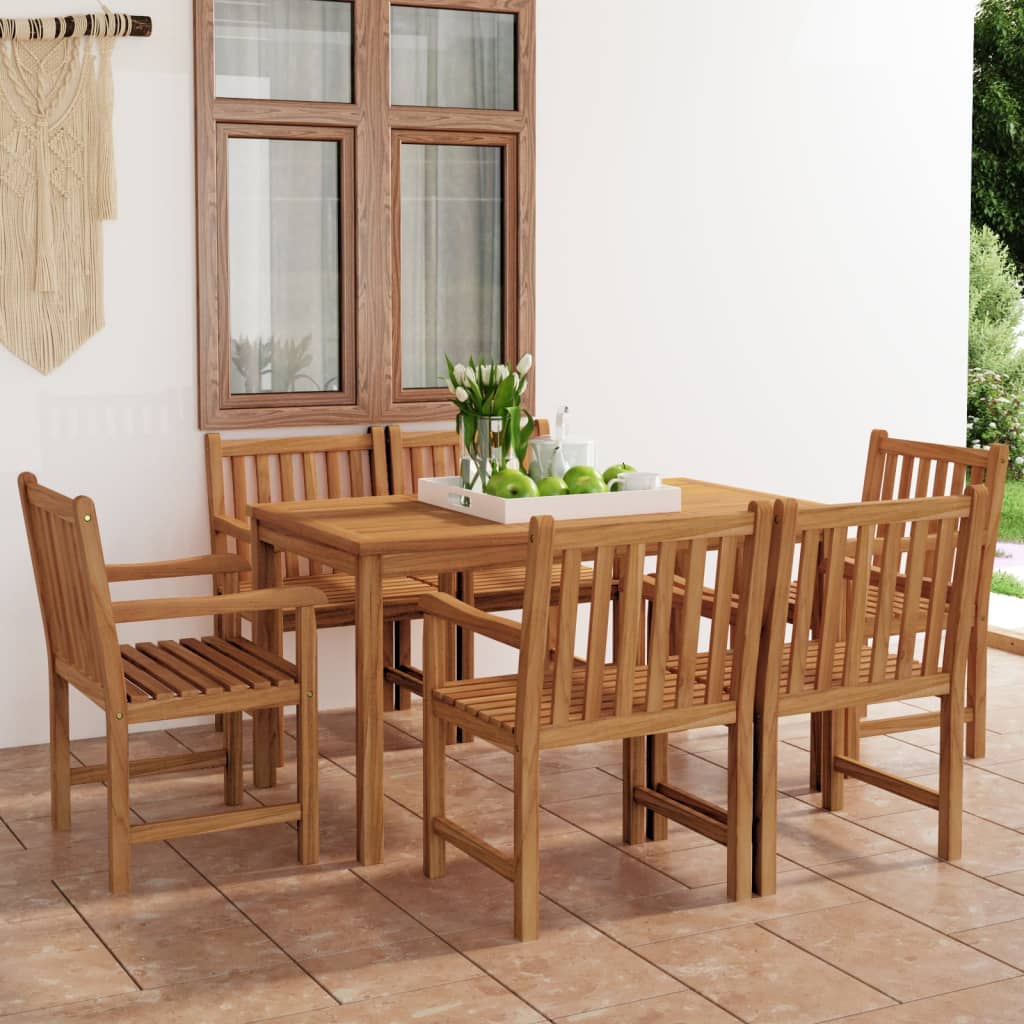 5-Teiliges Garten-Ess-Set 140 X 80 Cm Massivholz Teak
