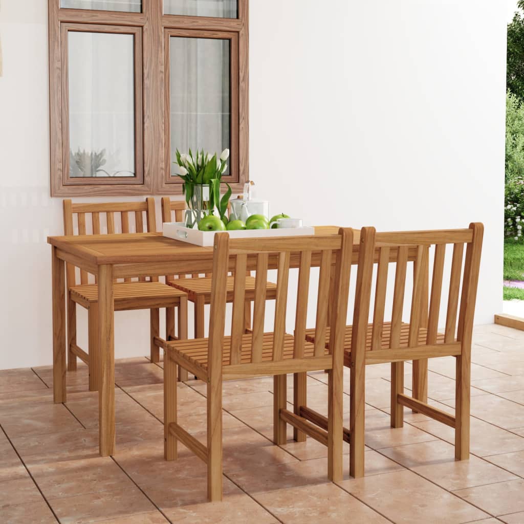 5-Teiliges Garten-Ess-Set 150 X 90 Cm Massivholz Teak