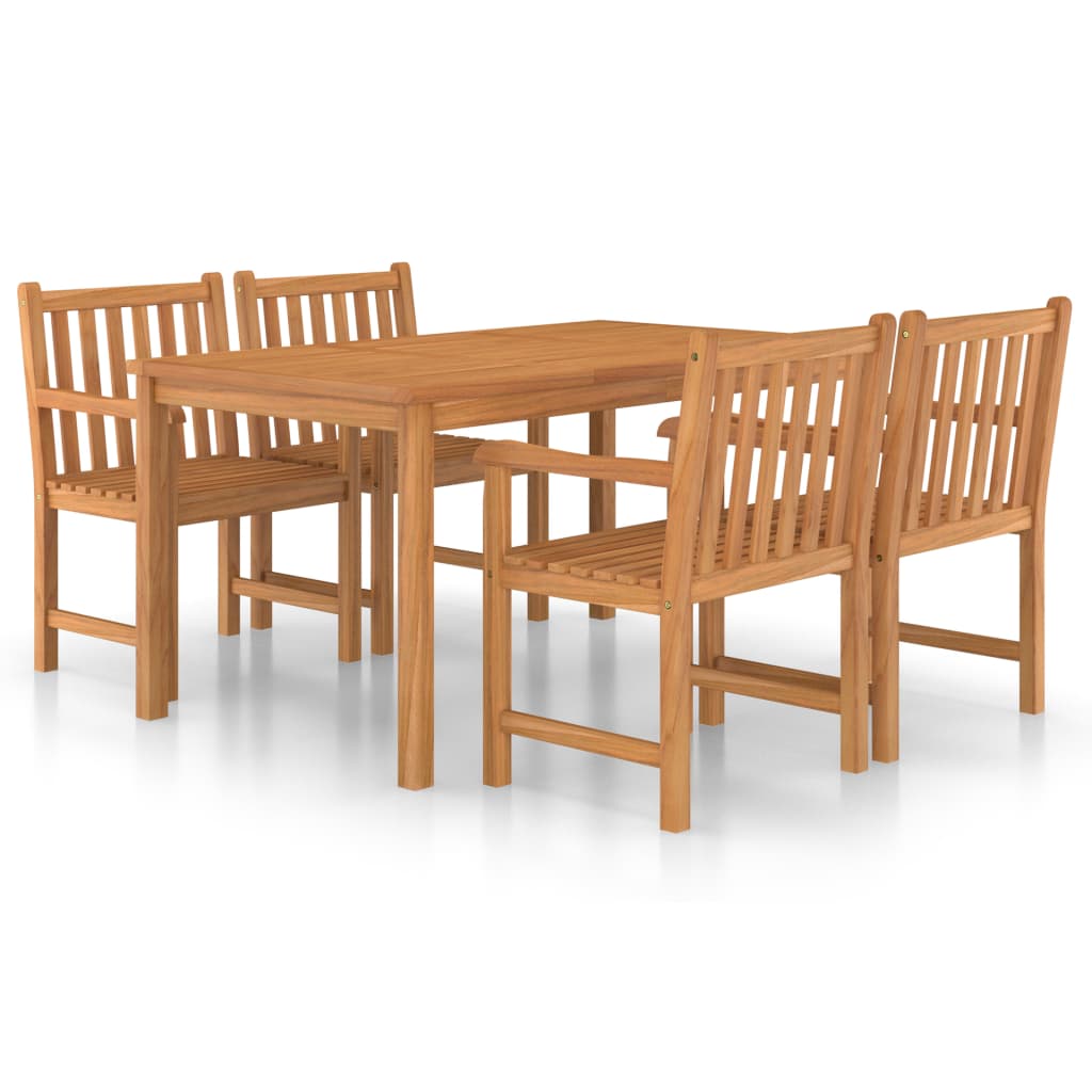 5-Teiliges Garten-Ess-Set 150 X 90 Cm Massivholz Teak
