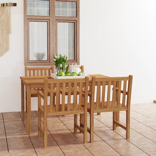 5-Teiliges Garten-Ess-Set 150 X 90 Cm Massivholz Teak