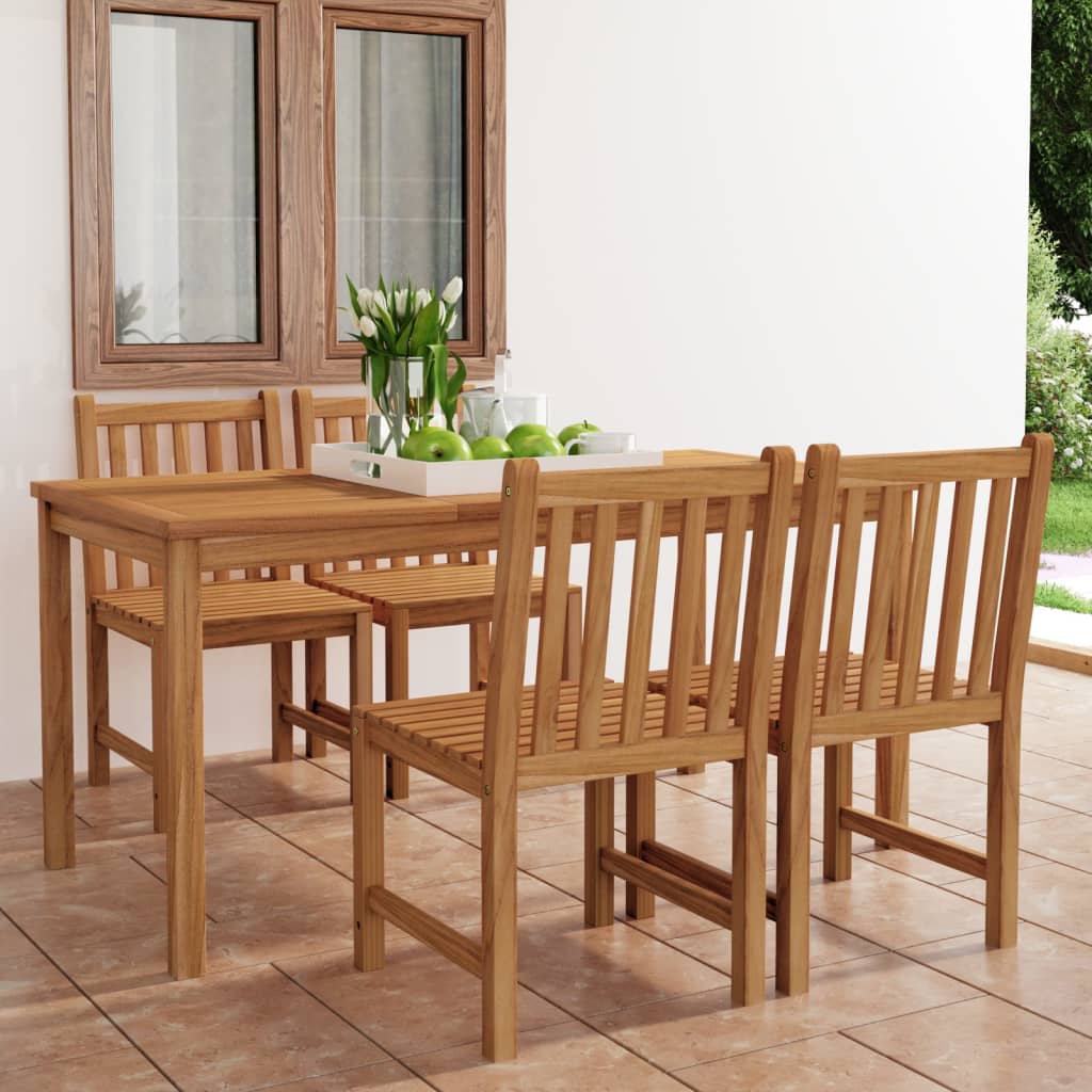 5-Teiliges Garten-Ess-Set 160 X 80 Cm Massivholz Teak