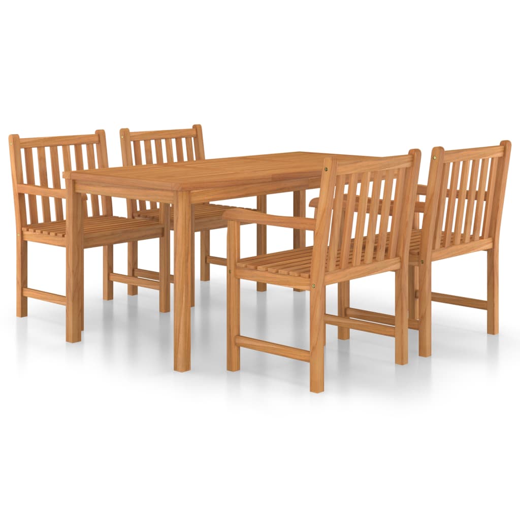 5-Teiliges Garten-Ess-Set 160 X 80 Cm Massivholz Teak