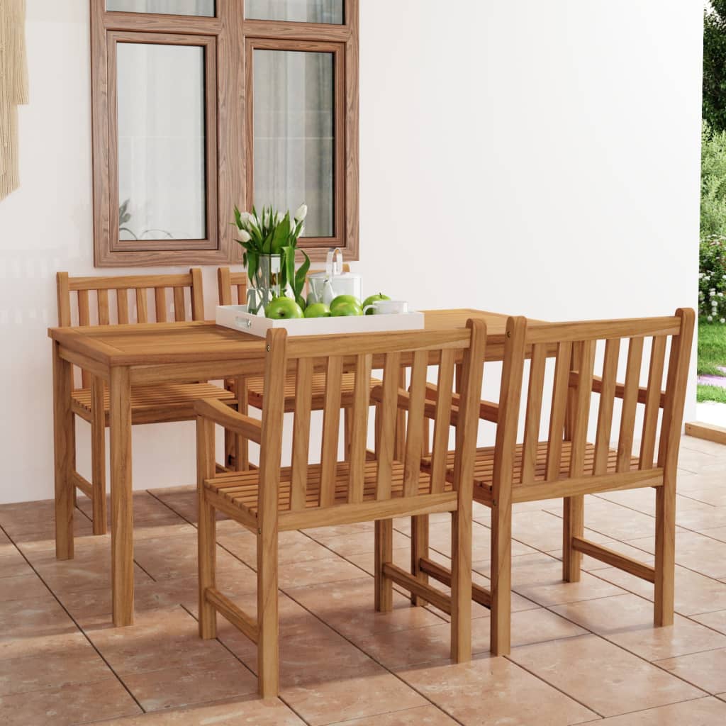 5-Teiliges Garten-Ess-Set 160 X 80 Cm Massivholz Teak