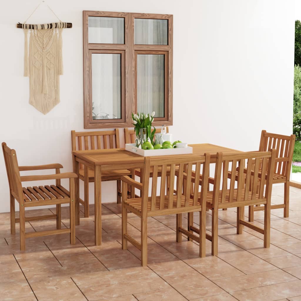 5-Teiliges Garten-Ess-Set 160 X 80 Cm Massivholz Teak