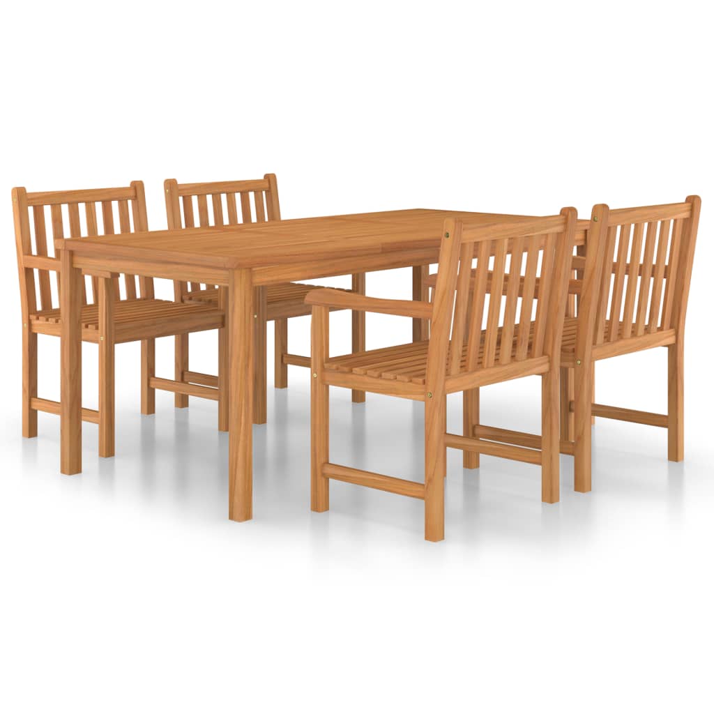 5-Teiliges Garten-Ess-Set 180 X 90 Cm Massivholz Teak