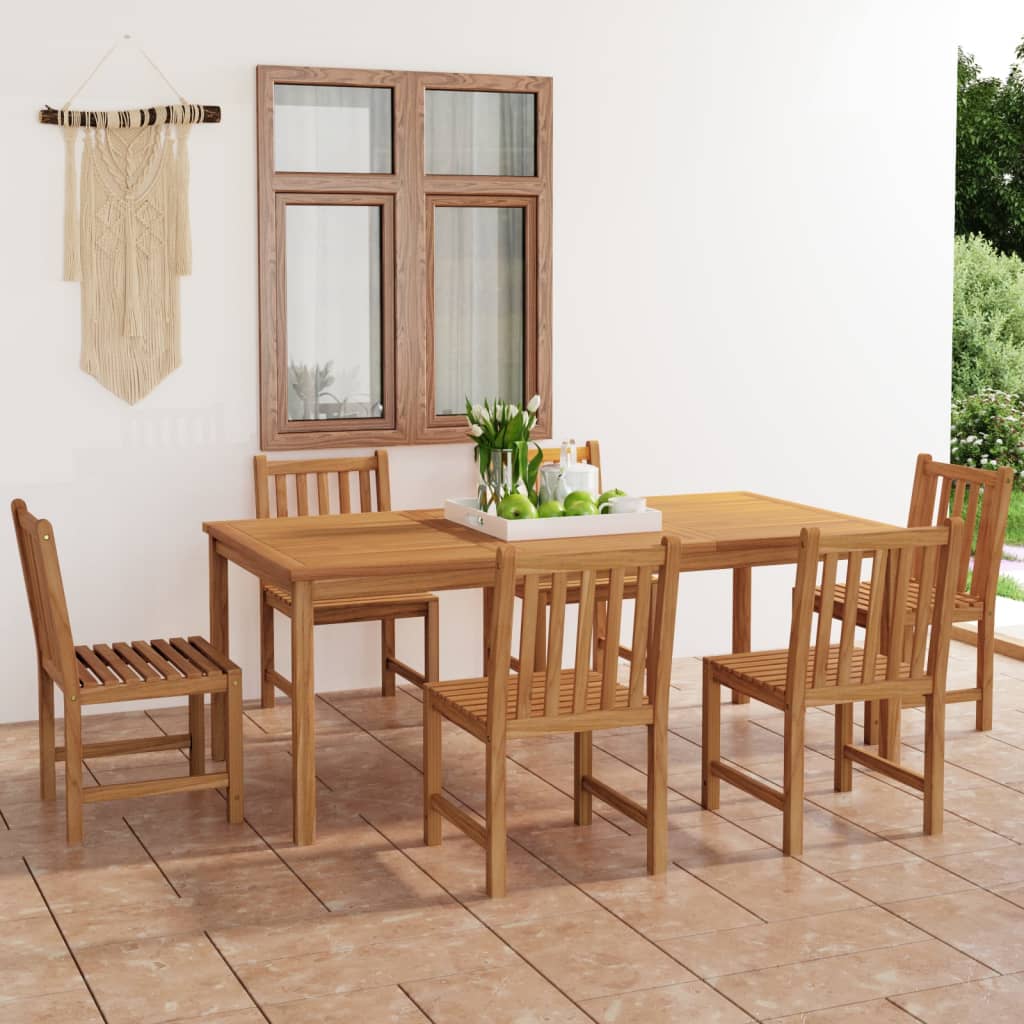 7-Teiliges Garten-Ess-Set 200 X 100 Cm Massivholz Teak