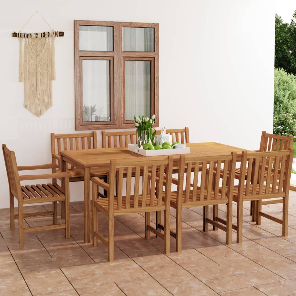 7-Teiliges Garten-Ess-Set 200 X 100 Cm Massivholz Teak