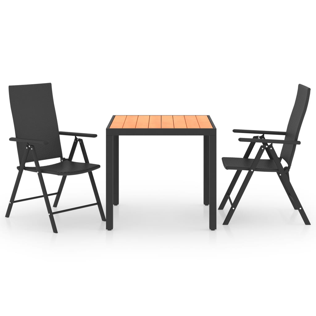 3-Tlg. Garten-Essgruppe Schwarz Und Braun
