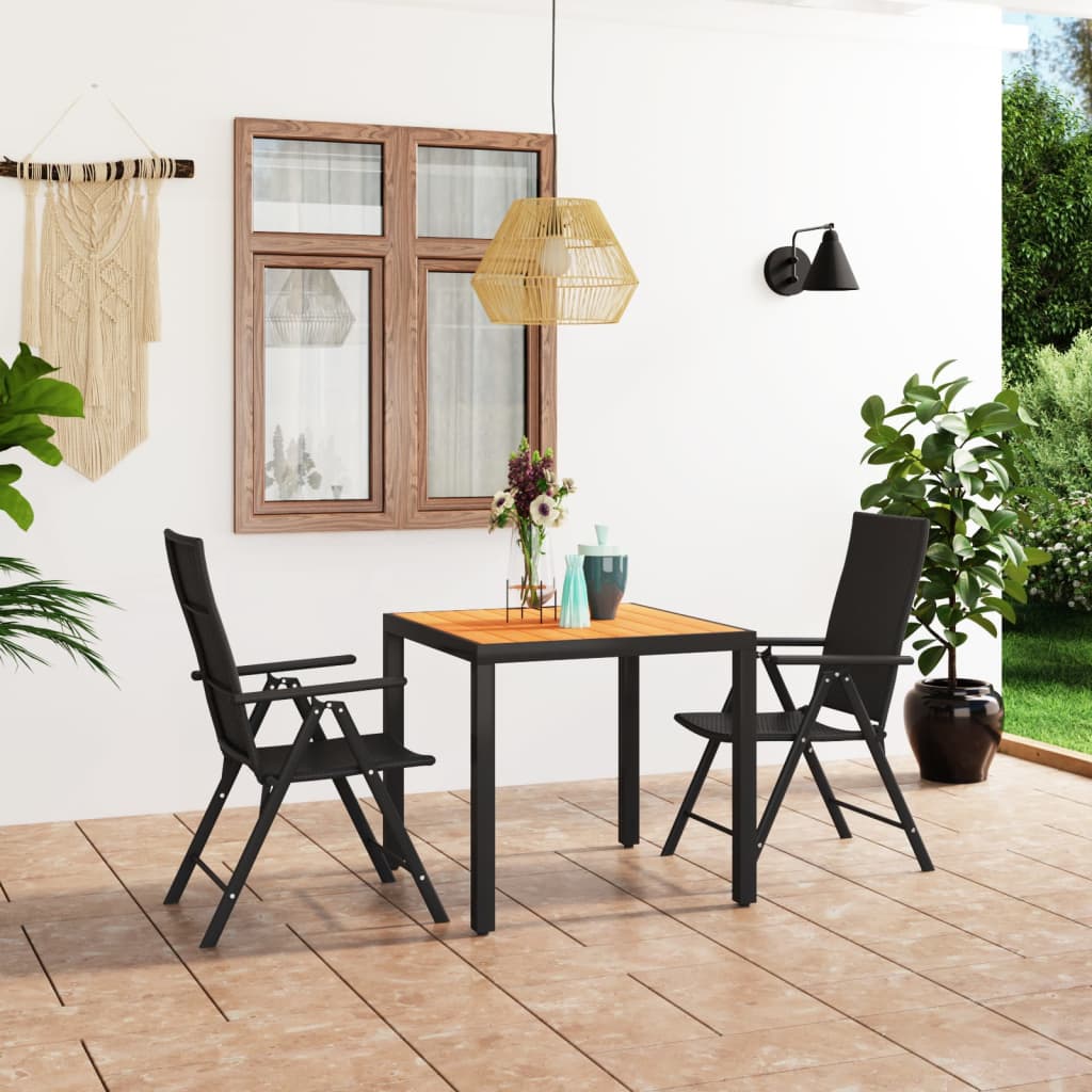 3-Tlg. Garten-Essgruppe Schwarz Und Braun