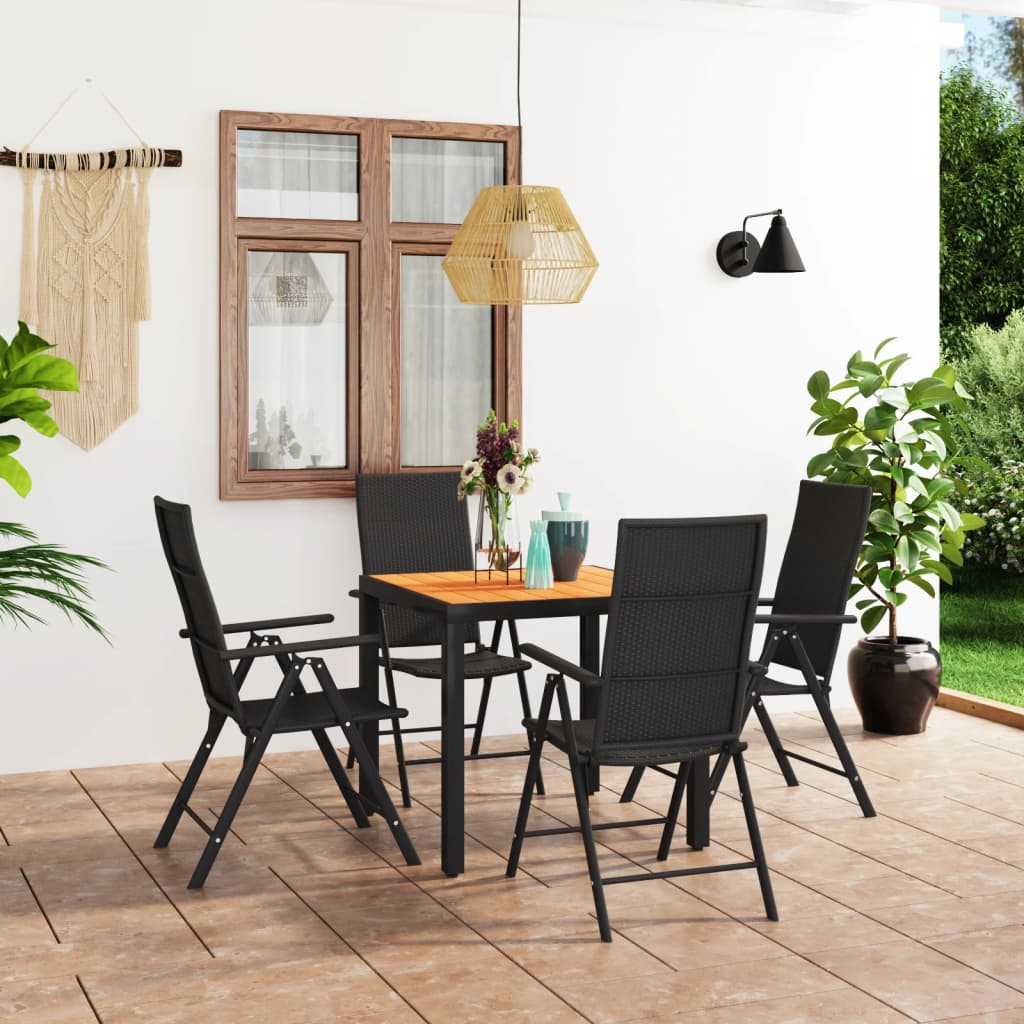 5-Tlg. Garten-Essgruppe Schwarz Und Braun