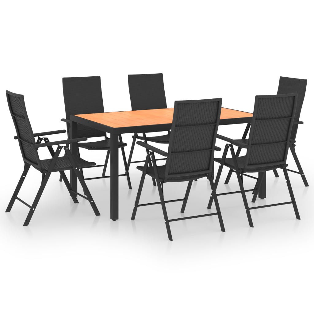 7-Tlg. Garten-Essgruppe Schwarz Und Braun