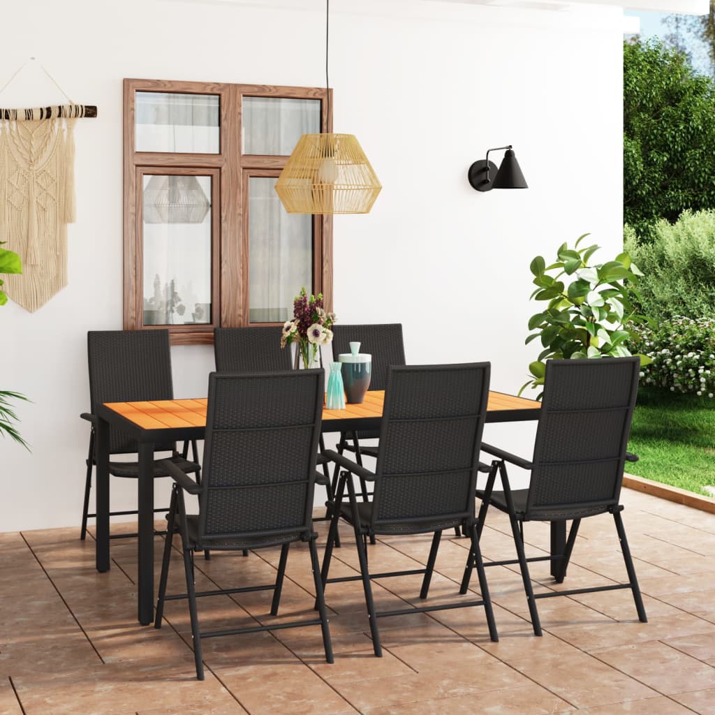 7-Tlg. Garten-Essgruppe Schwarz Und Braun