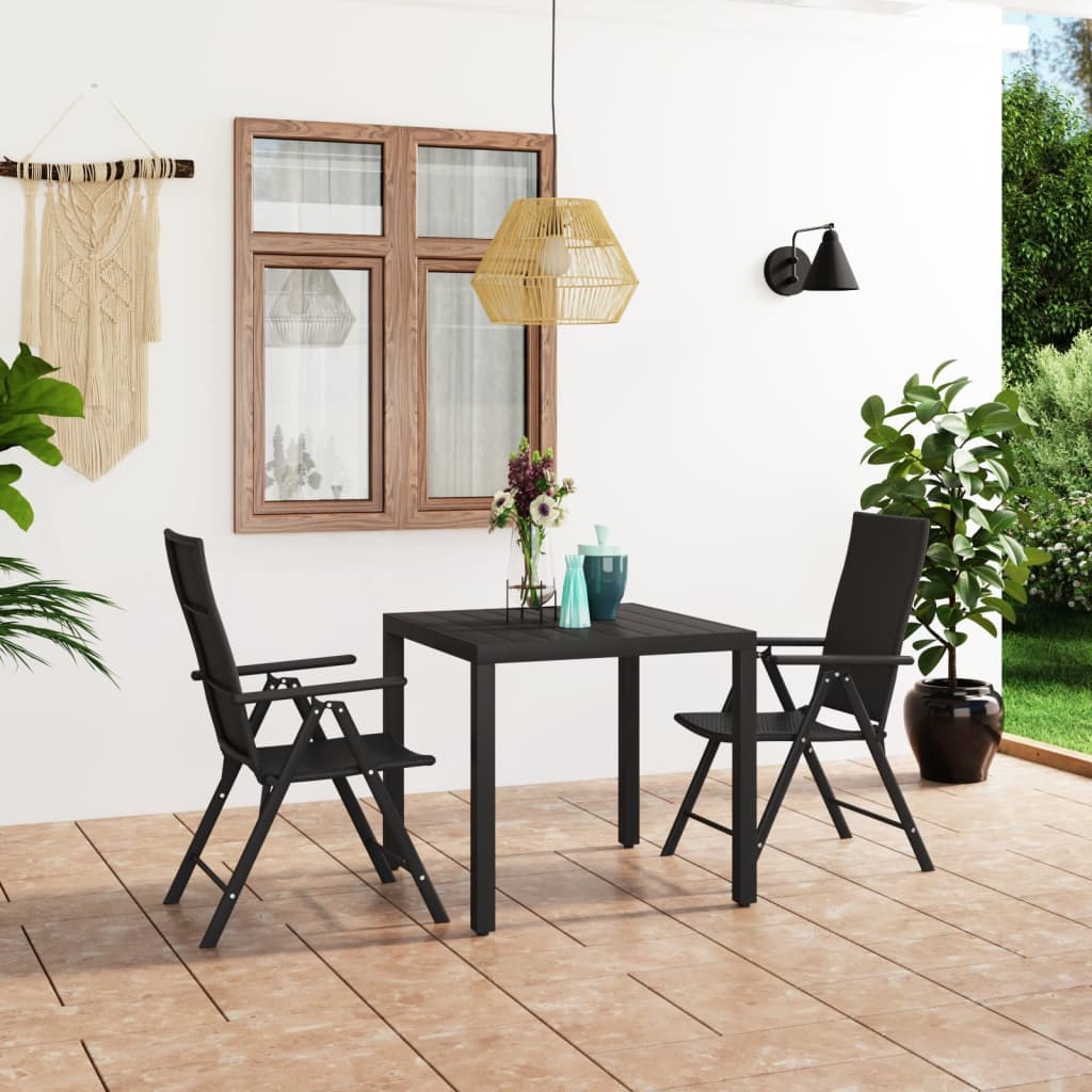 3-Tlg. Garten-Essgruppe Schwarz