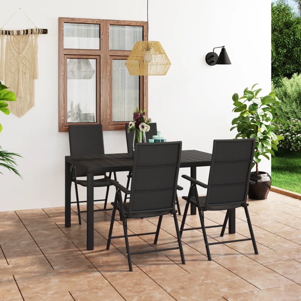 5-Tlg. Garten-Essgruppe Schwarz Transparent