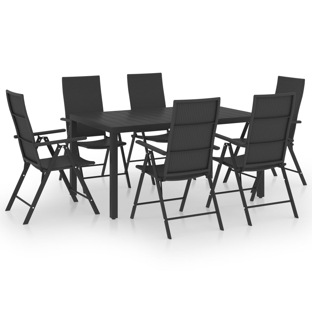 7-Tlg. Garten-Essgruppe Schwarz