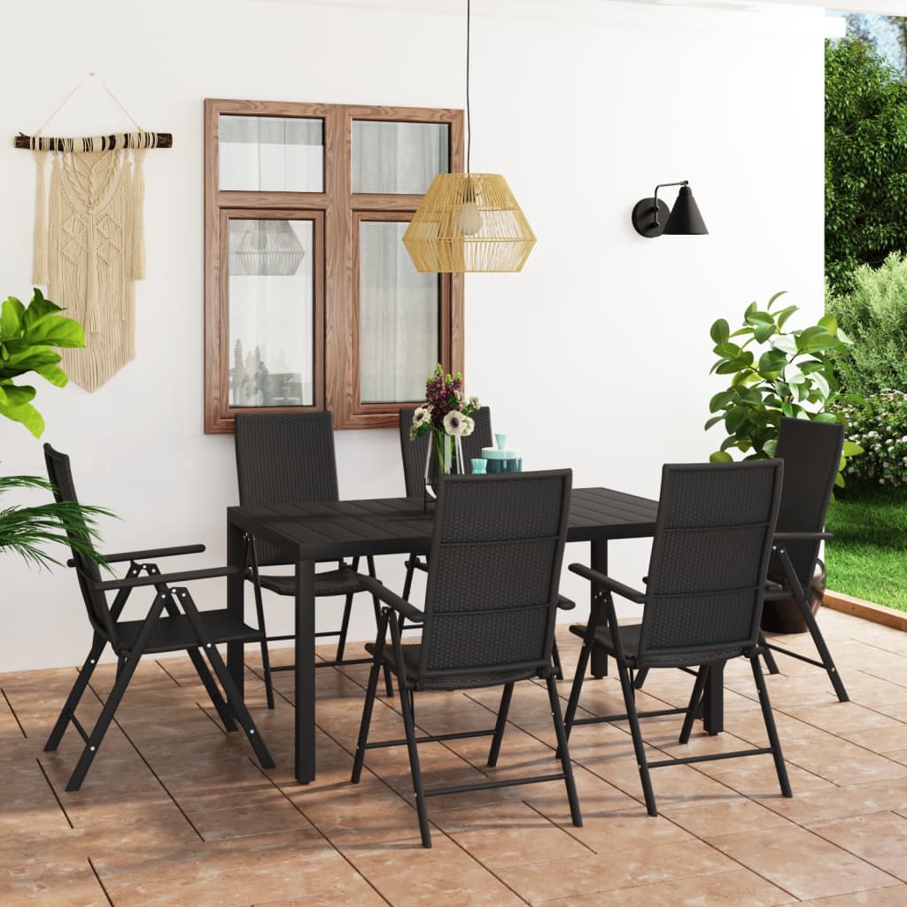 7-Tlg. Garten-Essgruppe Schwarz