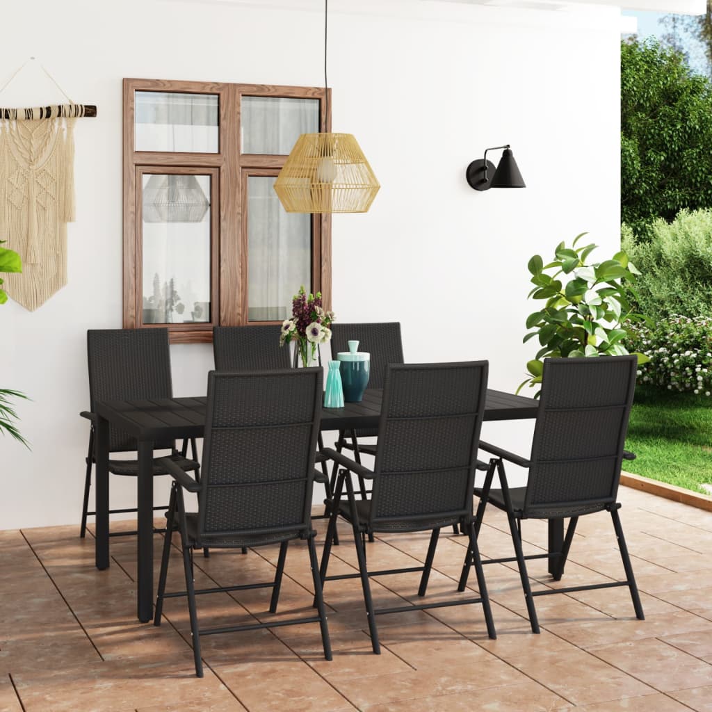 7-Tlg. Garten-Essgruppe Schwarz