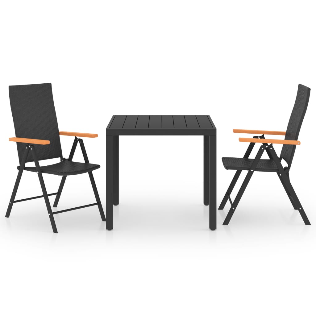 3-Tlg. Garten-Essgruppe Schwarz Und Braun