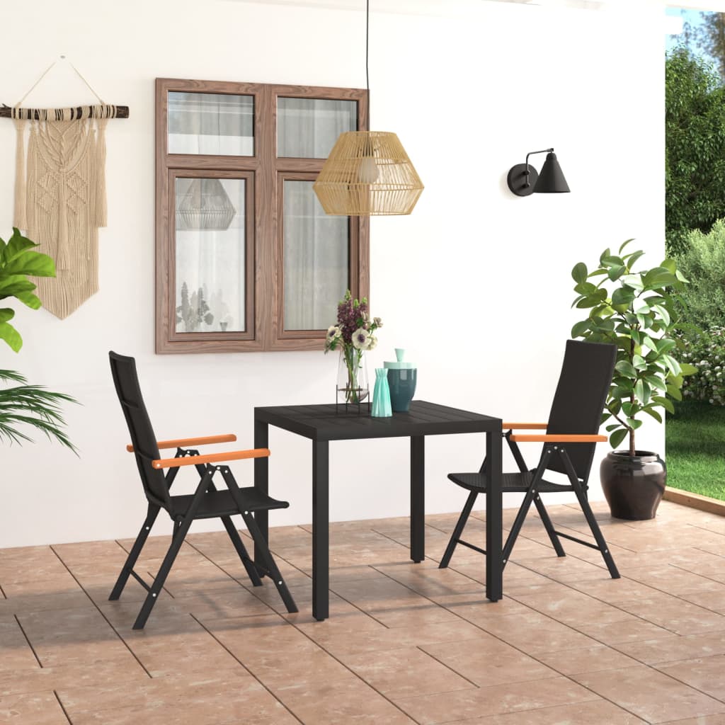 3-Tlg. Garten-Essgruppe Schwarz Und Braun